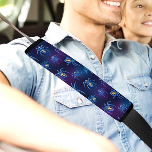 Universal Soft and Comfortable Seat Belt Shoulder Pad for Adult Use, Most Cars, 1 Pair Fantasy Spider Purple Blue Harness Pads Strap Anti-Slip Pad - color: Pattern 439