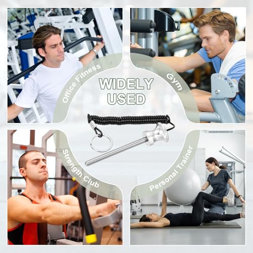 Weight Stack Pin, Weight Gym Pin Strength Training Equipment Replacement with Pull Rope for Commercial Home - color: Silver, size: 0.3 x 3.9 Inch
