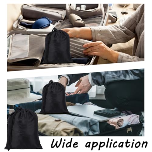 10 Pack Drawstring Bag with Toggle, Black Nylon Gym Ditty Bag Stuff Sack Storage Pouch for Travel Storage Pantry Gifts Organization, 7.95 x 6.14 Inch