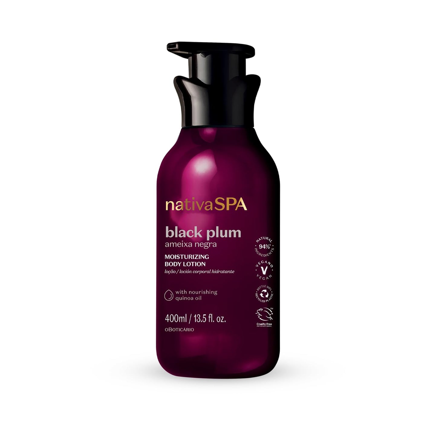 Nativa Spa By O Botic Rio, Black Plum Moisturizing Body Lotion, Long-Lasting Hydration And Lightweight, Fragranced Moisturizer,