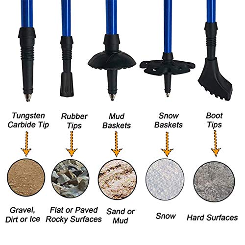 Aihoye Trekking Poles,Adjustable Shock Absorbing Hiking Walking Stick-2Pcs | Aviation aluminum,Collapsible, Lightweight, All-terrain walking poles, Carry bag included - color: blue