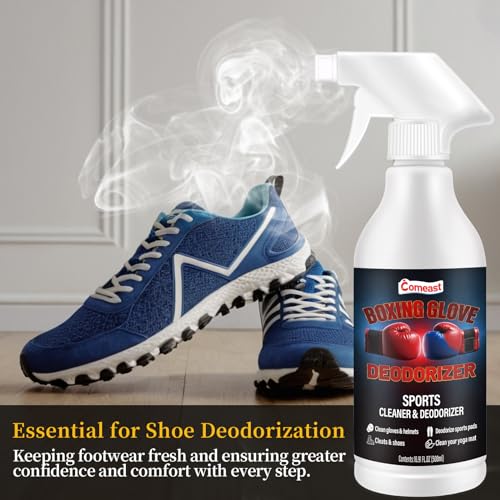 Boxing Glove Deodorizer Cleaner Spray(with Desiccant), Gym Equipment & Shoe Odor Eliminating Spray, Yoga Mat Cleaner, Natural Plant Based Sports Deodorizer, 16.91Fl Oz