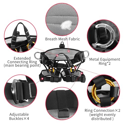 NewDoar Climbing Harness, Mountaineering Rock Climbing Harness, Half Body Harness for Rappelling Fire Rescuing Tree Climbing - color: Tree Climbing