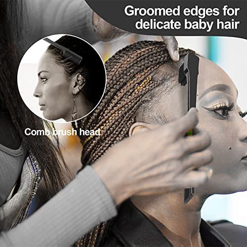 SWEET VIEW 3Pcs Slick Back Hair Brush | Rat Tail Comb, Edge | Bristle Brush, Sleek Ponytail/Bun Smoothing Baby Hair & Flyaways - color: Black