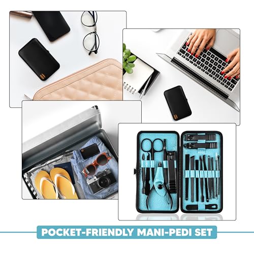 Utopia Care Manicure Set Professional Nail Clippers Kit | 18 Pcs Manicure & Pedicure Nail Kit for Men Women with Fingernail & Toenail Clippers and Premium Travel Case - color: Black, size: 18 Piece Set