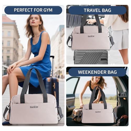 Gym Bag for Women Men with Shoe Compartment, Waterproof Small Duffle Bag for Travel, Sports, Weekend Lightweight Carry On Tote Bag (White) - color: White
