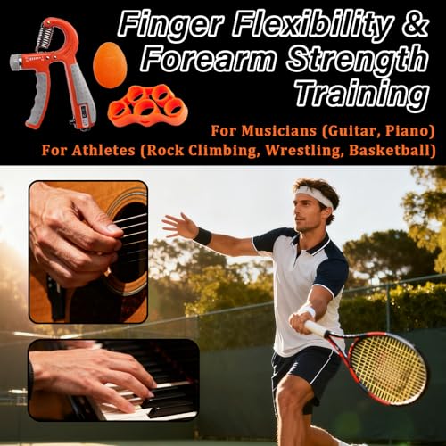 CYFIE Grip Strength Trainer Kit, Adjustable 10-132 lb, Hand Exerciser | Forearm Strengthener, Finger Stretcher, Stress Ball and Bag for Grip Recovery, Wrist Training, Rehab, Climbers and Musicians - color: Orange