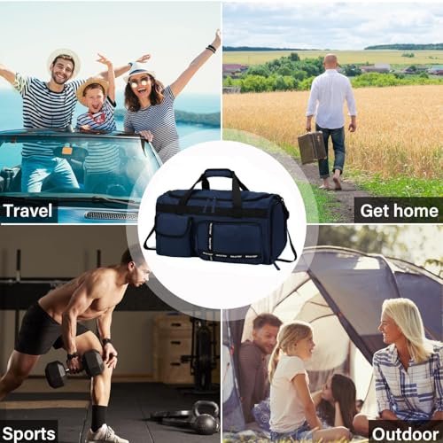 MAXTOP Gym Bag for Women Men Travel Duffle Bag Large Capacity Carry On Weekender Overnight Bag With Shoe Compartment Gym Tote Dry Wet Separation Duffel Bag for Travel - color: Dark Blue, style: Gym Bag