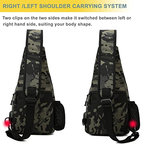 Tactical Shoulder Bag - 1000D Molle Military Backpack Outdoor Daypack Chest Pack (Green) - color: Green