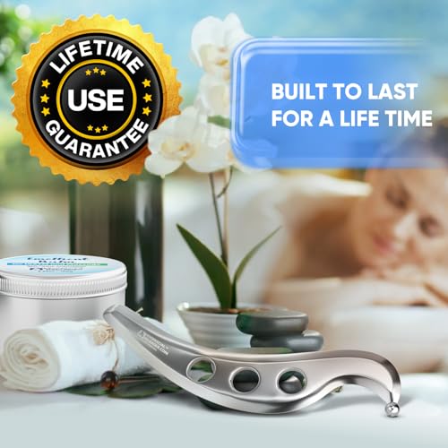 Professional Muscle Scraper Tool – Medical-Grade 304 SS IASTM & Gua Sha Scraping Tool – Ergonomic Fascia Mobilization Instrument for Soft Tissue Massage & Manual Bodywork – Emollient Balm Included - color: Ellipse Pro