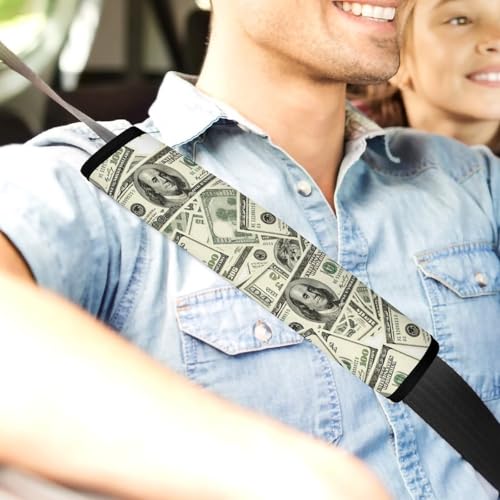 2 Pack 100 Dollar Bills Money Car Seat Straps Shoulder Pads Breathable Shoulder Protector for Elderly Support, Most Cars, Pressure Relief - color: Pattern 901