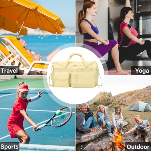 MAXTOP Gym Bag for Women Men Travel Duffle Bag Large Capacity Carry On Weekender Overnight Bag With Shoe Compartment Gym Tote Dry Wet Separation Duffel Bag for Travel - color: Yellow, style: Gym Bag