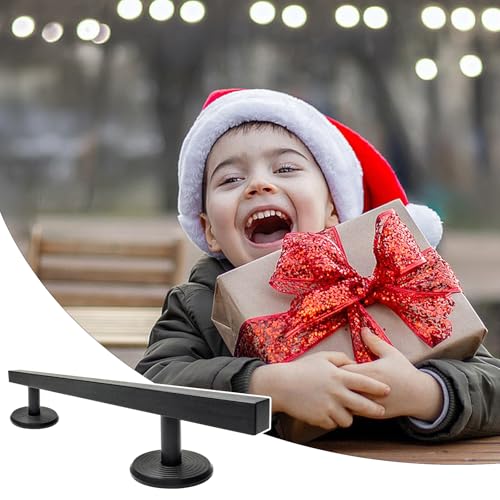 10" Fingerboard Rail-Heavy-Duty Aluminum Alloy Fingerboard Obstacle with Stabilizing Discs & Non-Slip Base, DIY Mini Skatepark Accessory for Fingerboard Players, Custom Cityscape Builders Black