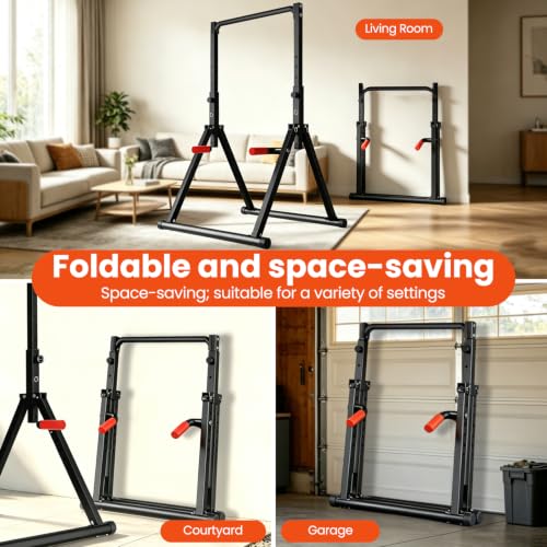 DOBESTS Power Tower Pull Up Bar Free Standing, Foldable Pull Up Station - color: Black Style 2 - Pull Up Bar