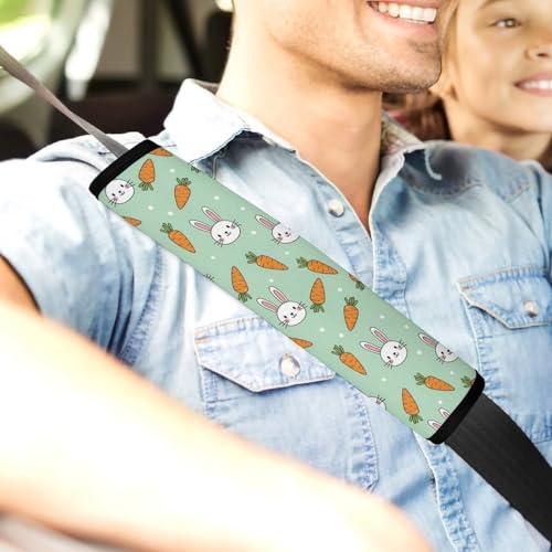 2PCS Cartoon Rabbit Cute Bunny Carrot Car Seat Belt Pad Universal Fit Seat Belt Covers Cushion for Kids, Car Seats Pushchair Strollers High Chair Pushchair, Easy Install (No Tool) - color: Pattern 903
