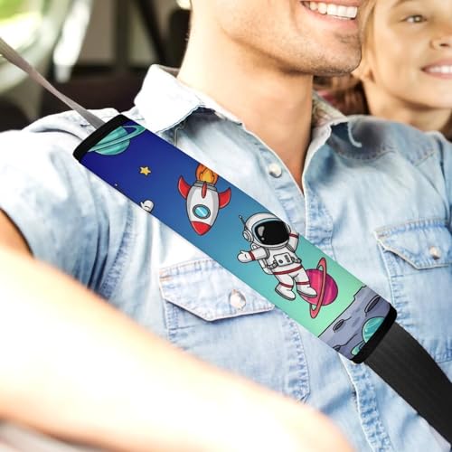 1 Pair Astronaut Space Man Space Rocket Planet Art Car Seat Straps Shoulder Pads Soft Padded Harness Pads Strap for Adult Use, Stroller Pushchair High Chair, Comfortable Driving - color: Pattern 981