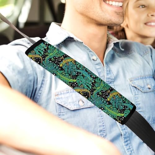 2PCS Reptiles Lizard Palm Car Seat Belt Pad Universal Fit Seat Belt Covers Cushion for Kids, Car Seats Pushchair Strollers High Chair Pushchair, Easy Install (No Tool) - color: Pattern 174