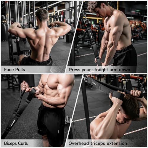 LAT Pull Down Bar with 6 Ergonomic Handles, Neutral Grip LAT Pulldown Attachments for Whole Back Training, Wide Grip LAT Pulldown Bars for Home Gym Cable - color: Black-3