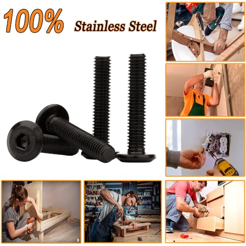 Matuja 5/16-18 x 1-1/2" Flat Head Hex Socket Bolts Screws,304 Stainless Steel,Black Oxide Finish,Fully Threaded Bright Furniture with Hex Key(20 Pcs) - size: 5/16-18 x 1-1/2"