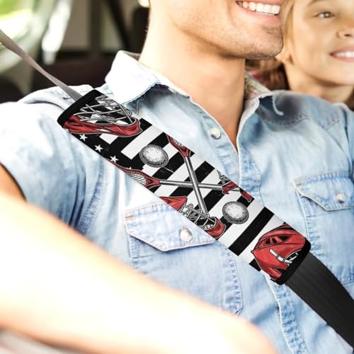 2 Pack Lacrosse American Flag Seat Belt Cover Universal Fit Seat Belt Cushion for Kids, Stroller Pushchair High Chair, Neck and Shoulder Support - color: Pattern 1070