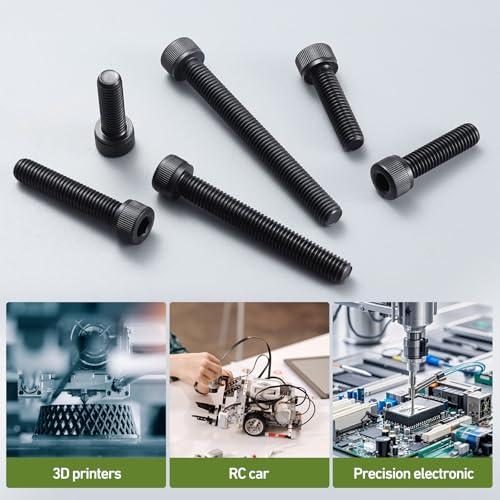 M4-0.7 x 40mm Bolt, 60PCS M4 Hex Socket Head Cap Screws Bolts, 12.9 Grade Alloy Steel, Full Threads, Allen Socket Drive, with Hex Spanner - size: M4x40mm
