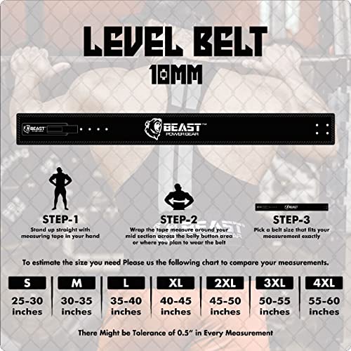 Beast Power Gear Weight Lifting Belt Lever Buckle 10MM 13MM Thick & 4 Inches Free Strap Weightlifting, Powerlifting, Deadlifts, Squats Men Women - color: Black/Black, size: XX-Large