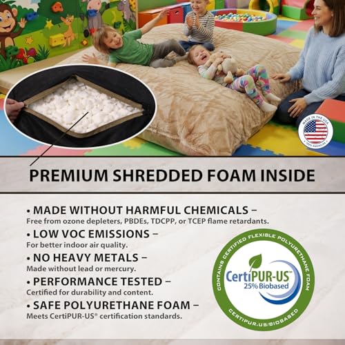Matini Home Crash Pad 48" X 60" - Sensory Pad with Cover Foam Blocks for Kids and Adults, Ideal Gymnastics Equipment to Jump, Play or Relax - Beige - color: Beige 48" X 60"