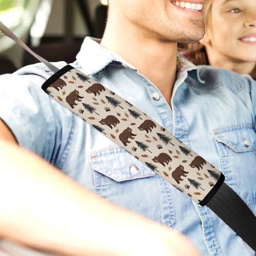 2 Pack Bear Cabin Wild Animal Car Seat Straps Shoulder Pads Breathable Shoulder Protector for Elderly Support, Most Cars, Pressure Relief - color: Pattern 982