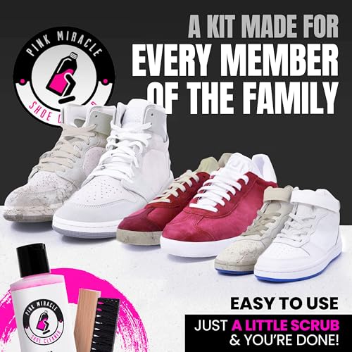 Pink Miracle Shoe Cleaner Kit with Bottle and Brush For Fabric Cleaner For Leather, Whites, Suede and Nubuck Sneakers - size: 8 Oz
