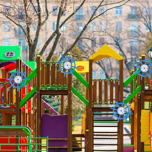 Kids Playground Accessories Outdoor Plastic Steering Wheel Playset Pirate Ship Wheel for Playhouse Garden Backyard Tree House - color: Blue Set 1