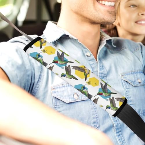 2 Piece Soft Padded Car Seat Belt Pad for Elderly Support, Stroller Pushchair High Chair, Hummingbird Bird Art Shoulder Harness Cover, Shock Absorption - color: Pattern 470