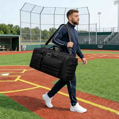 135L Extra Large Duffle Bag, Heavy Duty Sports Gym Travel Duffel Bag | for Basketball, Baseball, Hockey, Football, Helmets, and Pads - color: Black