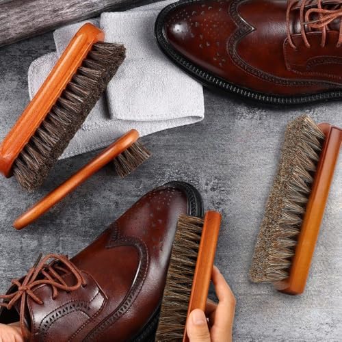 Shoe Brush, Horsehair Shoe Brush Shoe Cleaning Brush Boot Brush for Leather, Shoe Brushes Shoe Shine Brush Brush Shoe Polish Brush for Cleaning and Care Leather Shoes Clean Dauber Applicators