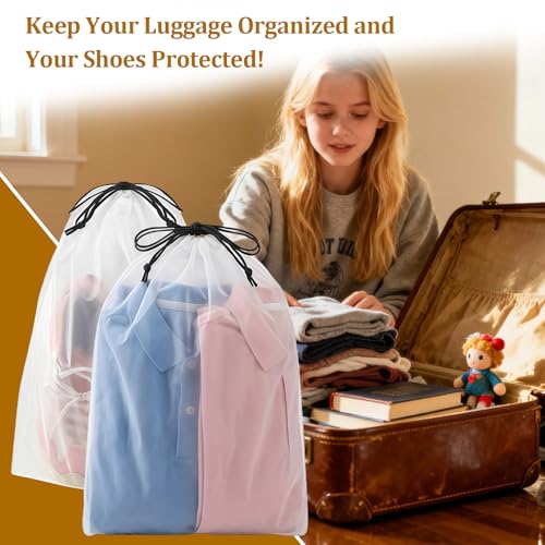 Drawstring Shoe Bags Shoe Bags for Packing, Storage Reusable Waterproof Shoe Organizers for Sneakers & Clothes, Translucent Travel Bags for Men Women (16 Pack) - size: 16 Pack