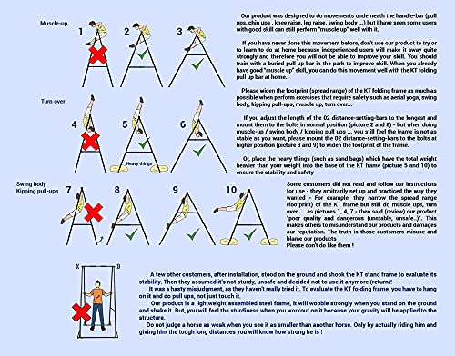 KT TOES DON'T TOUCH GROUND Foldable Free Standing Pull Up Bar Stand Sturdy Power Tower Workout Station For Home Gym Strength Training Adjustable Pullup Fitness Equipment Multifunctional Exercise Rack