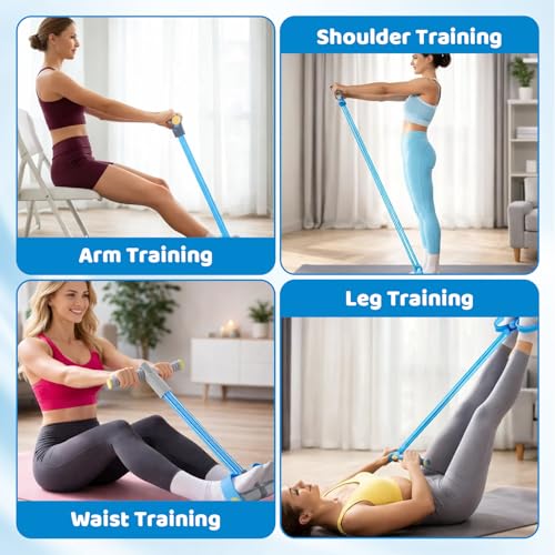 Pedal Resistance Band with Handle, 2-Pack Resistance Bands for Working Out, Portable Full-Body Training Equipment, Low-Impact Rehabilitation Exercise Bands with 6-Tube Pedal and Handles