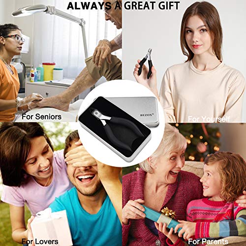 BEZOX Thick Toenail Clippers - Precision Large Toe Nail Clipper for Thick Nails, Comfort Grip Fingernail Clipper, Ergonomic Long Handle Nail Cutter, Professional-Grade Stainless Steel - color: Black