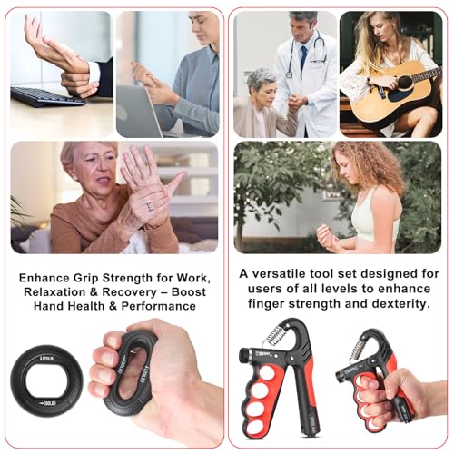Keria Adjustable Hand Grip Strengthener(11-220Lbs), Grip Strength Trainer with Auto-Click Digital Counter, Ergonomic Forearm Trainer for Athletes, Musicians, Physical Therapy