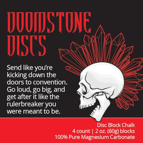 Death Grip Doom Stone Chalk Discs – 4 x 60g Gym Chalk Blocks – 100% Pure Magnesium Carbonate for Rock Climbing, Bouldering, Weightlifting, Gymnastics & Training
