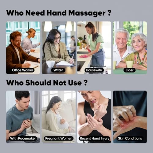 Hand Massager with Heat and Compression for Arthritis and Carpal Tunnel Relief, Finger Wrist Massager with 9 Modes & Hot Cold Therapy, Gifts for Women Men, Black - color: Black