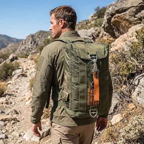 Military Tactical Backpack with Parachute Buckles, Nylon Daypack | Built for men and women for travel, outdoor hiking, camping, trekking, climbing, college, and daily carry - color: Green