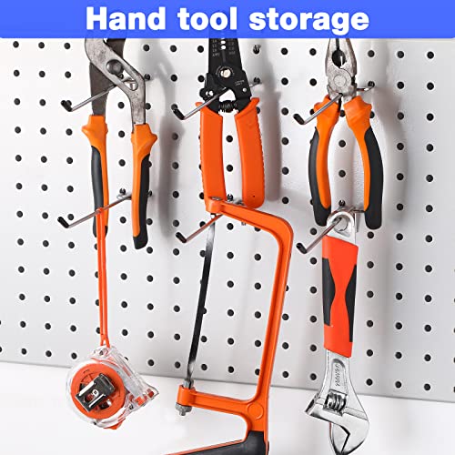 Moxweyeni 100 Pcs Pegboard Hooks Peg Board Organizer Accessories Holders Hanging Stainless Steel Display Wall Hooks for 1/8 and 1/4 Pegboard Wall for Garage Storage Tools(6 Inch) - size: 6 Inch