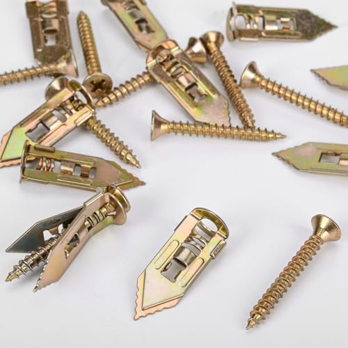 90 Pcs Self-Drilling Drywall Anchors with Screws Kit, Zinc Plated Steel, Easy Application No Drill or Holes in Wall, 45 Anchors and 45 Screws - size: 1size-45pcs