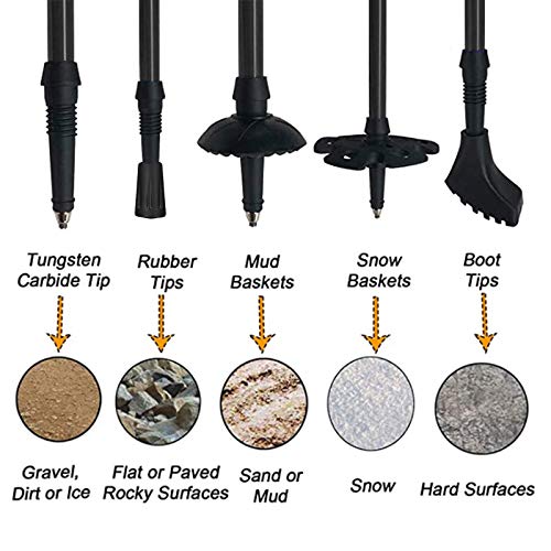 Aihoye Trekking Poles,Adjustable Shock Absorbing Hiking Walking Stick-2Pcs | Aviation aluminum,Collapsible, Lightweight, All-terrain walking poles, Carry bag included - color: black