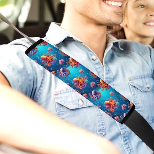2PCS Ocean Animal Print Octopus Car Seat Straps Shoulder Pads Soft Padded Seat Belt Cushion for Adult Use, Car Seats Pushchair Strollers High Chair Pushchair, Anti-Slip Pad - color: Pattern 89