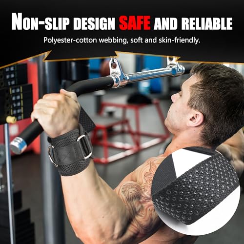 VAIIO 2Pcs Adjustable Weight Lifting Straps with D Ring Non-Slip Dot Design | Wrist Support, 7mm Neoprene, Padded, Breathable Mesh, Quick-Detach, Hook-Loop, Reinforced, Polyester-Cotton, Unisex