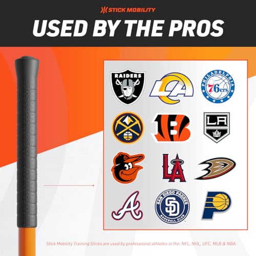 Stick Mobility 3 Stick Training Bundle | Mobility Stick to Improve Flexibility, Mobility, and Strength with Active Stretching for Golf, Running, Fitness, Pickleball, and More - color: Orange