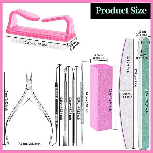 FANDAMEI Nail Care Kit, Nail Files 100/180, Nail Buffer Block, Cuticle Nippers, Cuticle Trimmer, Cuticle Pusher, Nail Tools, Nail Kit, Pedicure & Manicure Tools, Nail Prep Kit, Manicure Kit for Women - color: C-pink