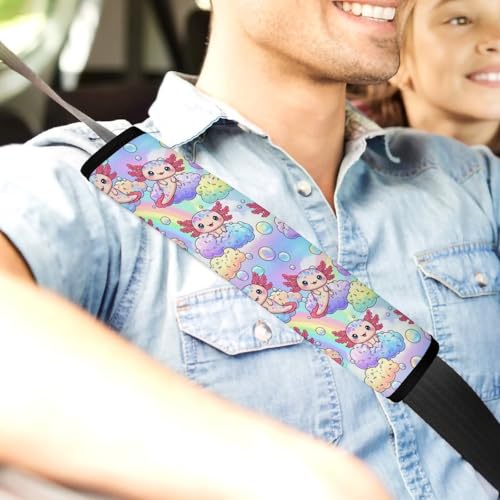2 Pack Breathable Car Seat Straps Shoulder Pads for Adults and Children, All Vehicles, Cute Axolotl Art Harness Pads Strap, Pressure Relief - color: Pattern 704