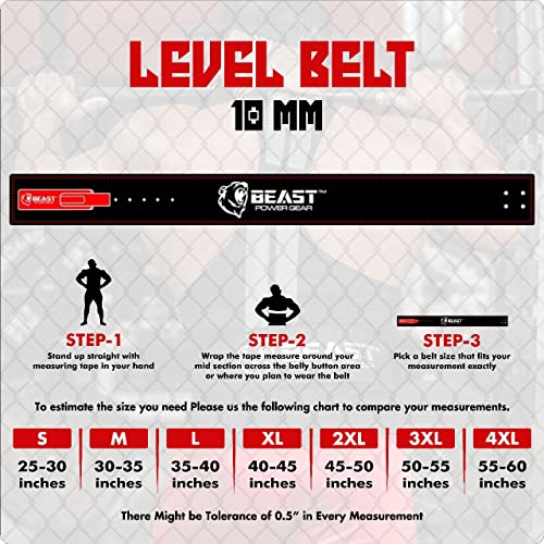 Beast Power Gear Weight Lifting Belt Lever Buckle 10MM 13MM Thick & 4 Inches Free Strap Weightlifting, Powerlifting, Deadlifts, Squats Men Women - color: Black/Red, size: Small